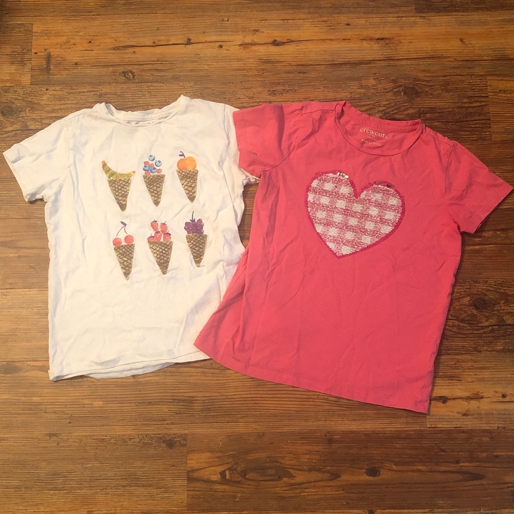 2 J. Crew Factory Kids' Pink Heart and White Ice Cream Tees